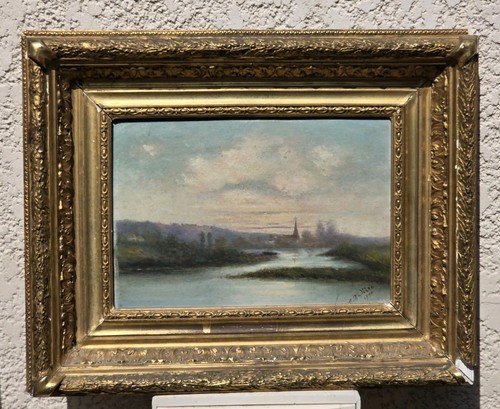 Tableau ancien signé - , bord