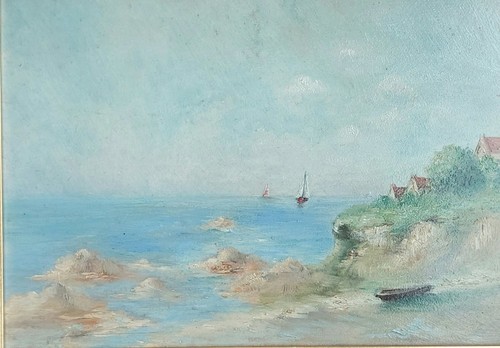 Tableau ancien marine sur - ancien, bois